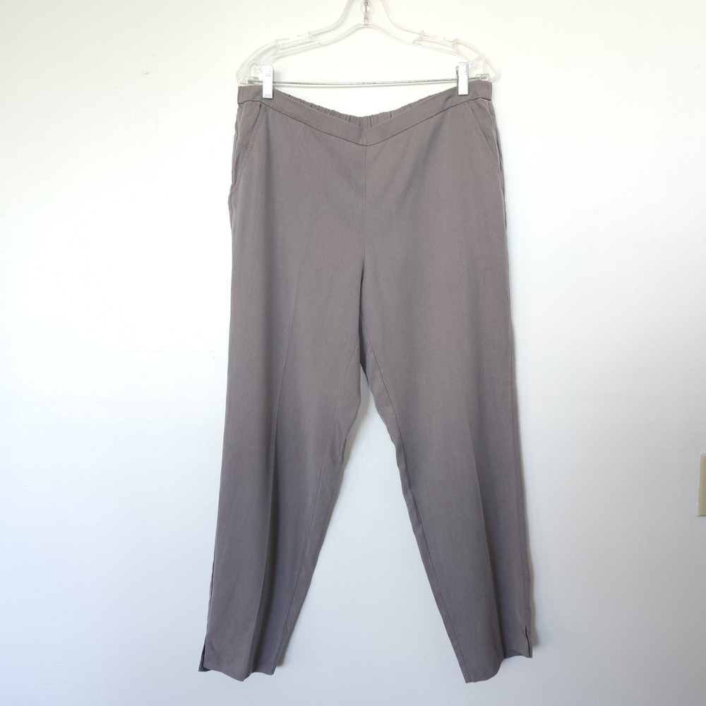 Eileen Fisher Gray Tencel Straight Leg Pull On Pants Womens Size Medium